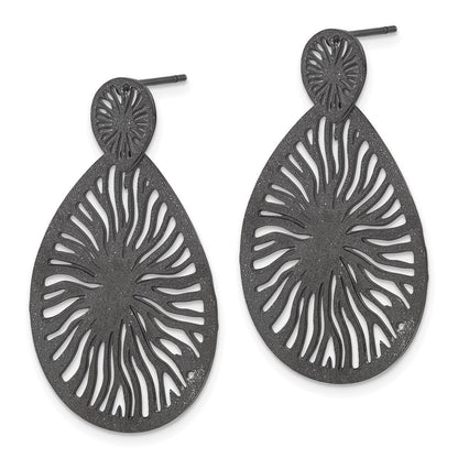 Edelstahl Schwarz Ip-beschichtet Lasergeschnitten Starburst Stecker Ohrhänger