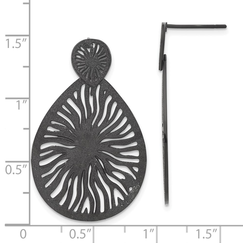 Edelstahl Schwarz Ip-beschichtet Lasergeschnitten Starburst Stecker Ohrhänger