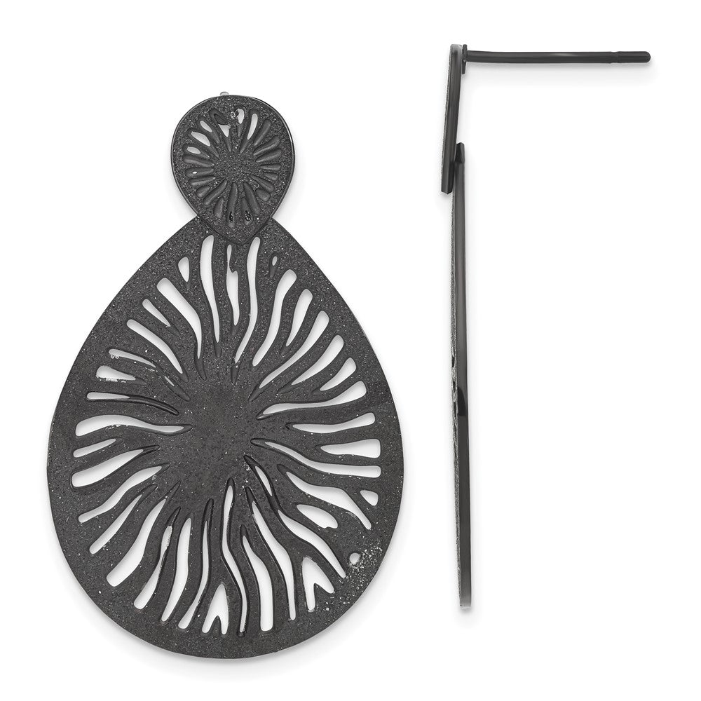 Edelstahl Schwarz Ip-beschichtet Lasergeschnitten Starburst Stecker Ohrhänger