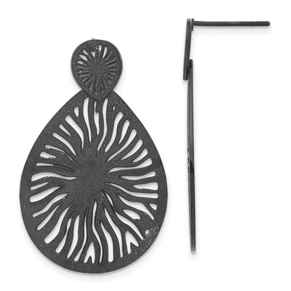 Edelstahl Schwarz Ip-beschichtet Lasergeschnitten Starburst Stecker Ohrhänger
