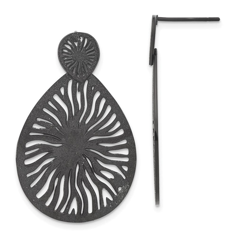 Edelstahl Schwarz Ip-beschichtet Lasergeschnitten Starburst Stecker Ohrhänger