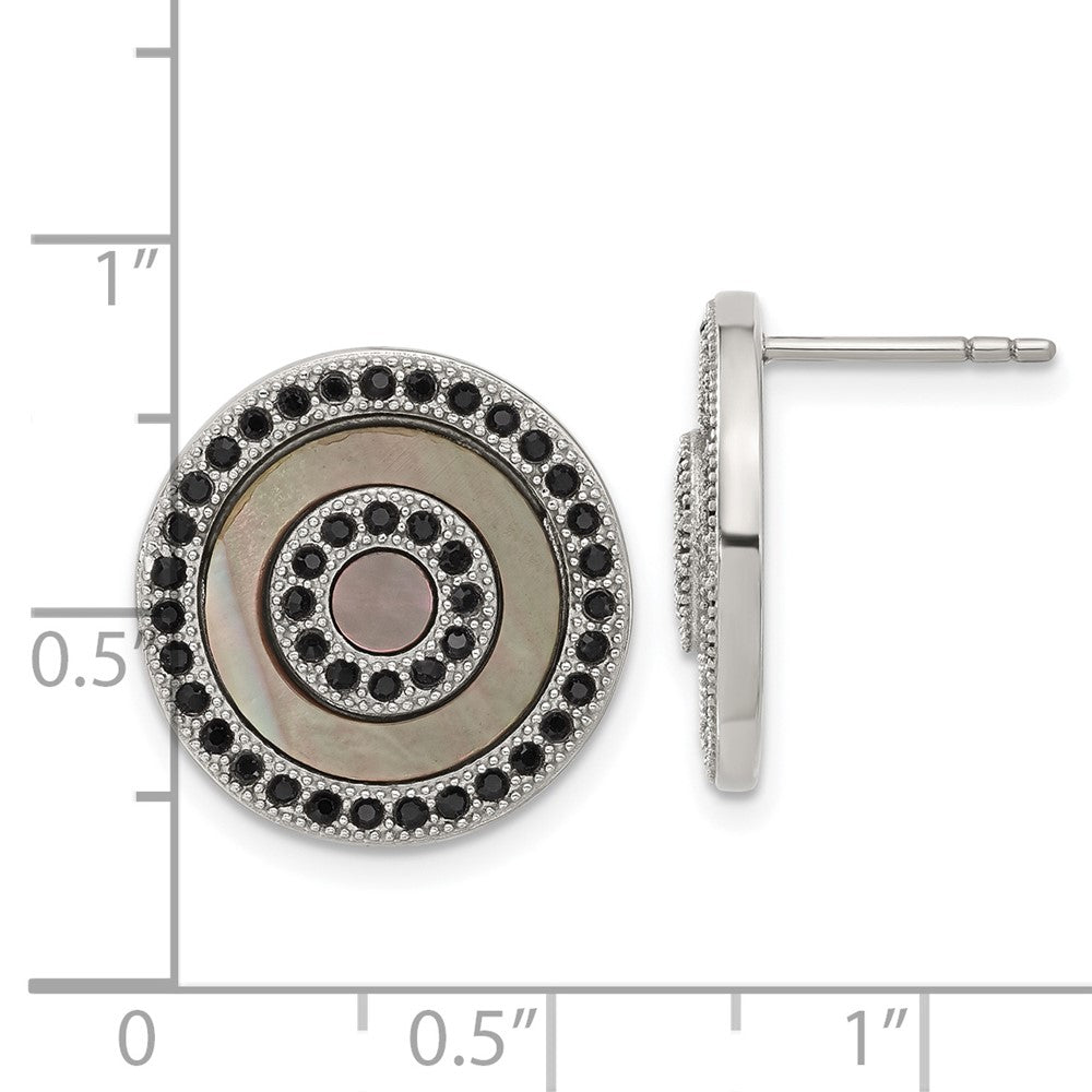 Edelstahl Poliert Schwarz Perlmutt/crystal Ohrstecker