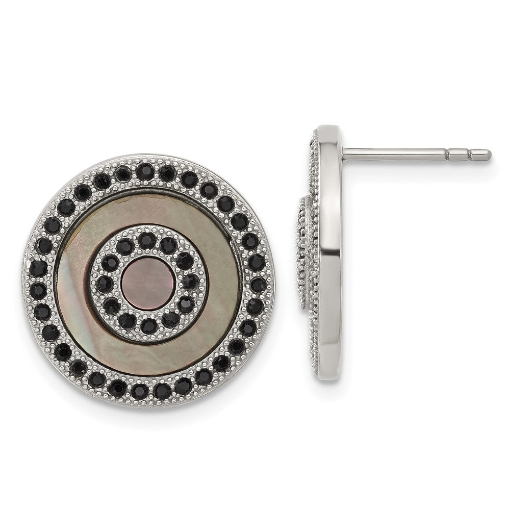 Edelstahl Poliert Schwarz Perlmutt/crystal Ohrstecker