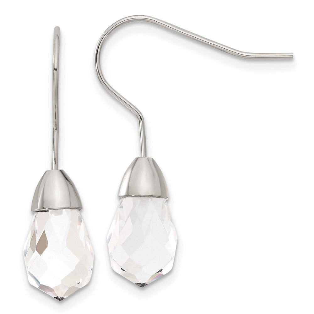 Edelstahl Poliert Glas Hirte Haken Ohrringe