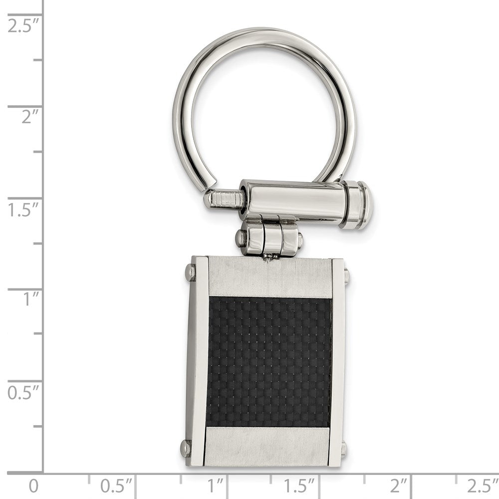 Edelstahl Chisel Gebürstet und Poliert Schwarz Karbon Faser Einlage Key Ring