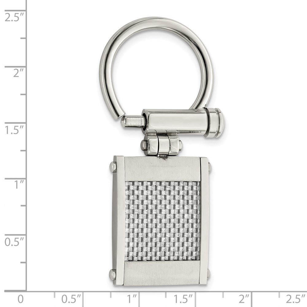 Edelstahl Chisel Gebürstet und Poliert Grau Karbon Faser Einlage Key Ring