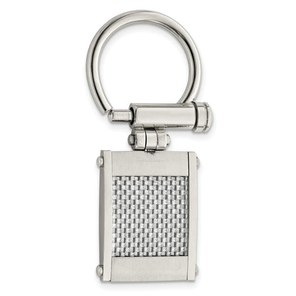Edelstahl Chisel Gebürstet und Poliert Grau Karbon Faser Einlage Key Ring