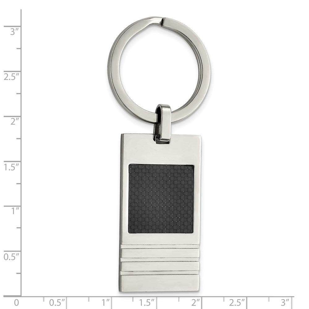 Edelstahl Chisel Gebürstet Schwarz Karbon Faser Einlage Key Ring