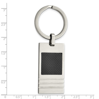 Edelstahl Chisel Gebürstet Schwarz Karbon Faser Einlage Key Ring