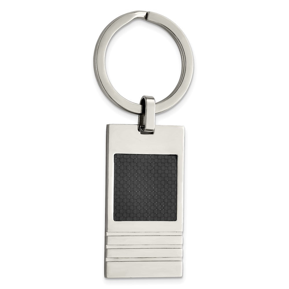 Edelstahl Chisel Gebürstet Schwarz Karbon Faser Einlage Key Ring