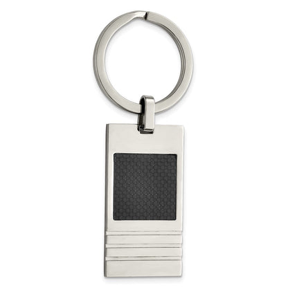 Edelstahl Chisel Gebürstet Schwarz Karbon Faser Einlage Key Ring