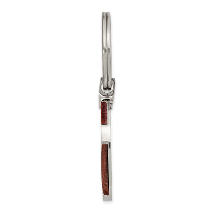 Edelstahl Chisel Poliert Wood Einlage Key Ring