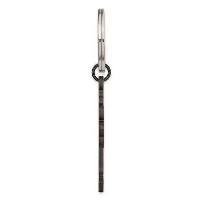 Edelstahl Chisel Poliert Schwarz Ip-beschichtet Kreuz Key Ring