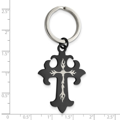 Edelstahl Chisel Poliert Schwarz Ip-beschichtet Kreuz Key Ring