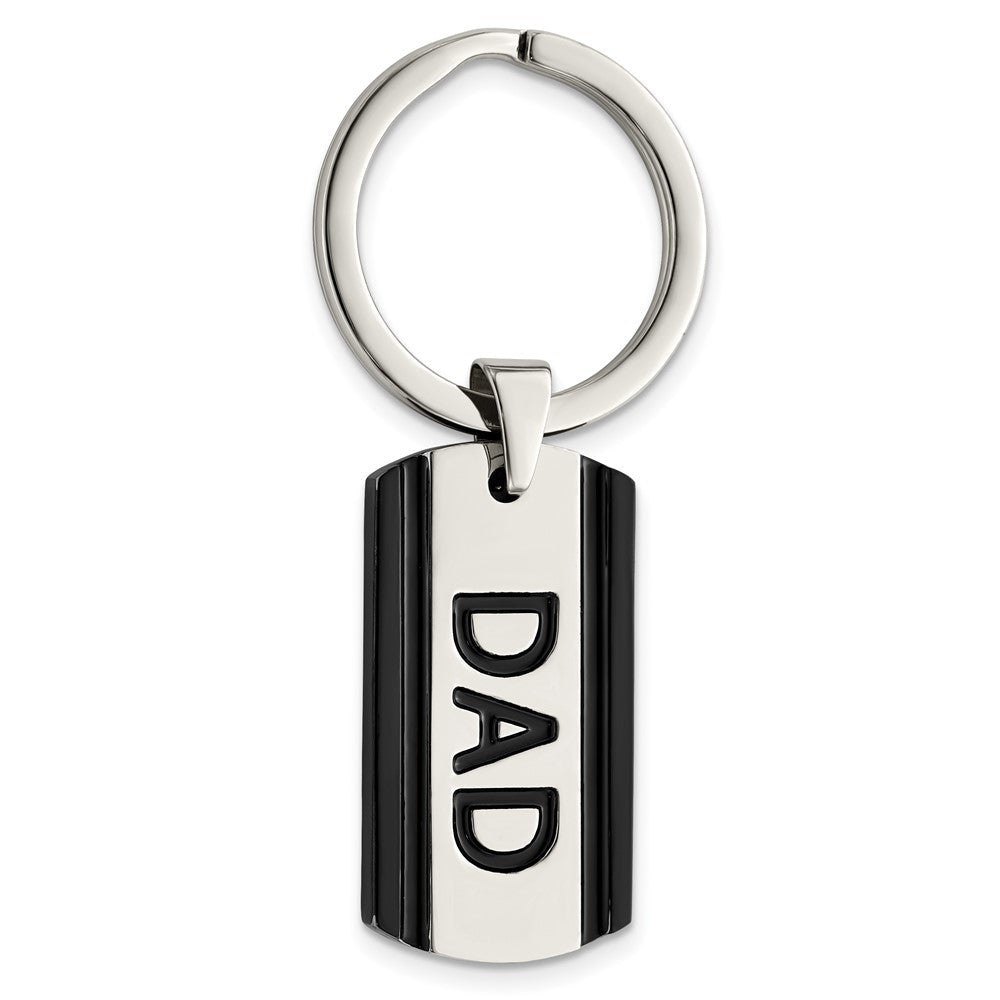 Edelstahl Chisel Poliert Schwarz Ip-beschichtet Dad Key Ring