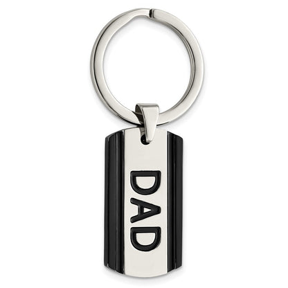 Edelstahl Chisel Poliert Schwarz Ip-beschichtet Dad Key Ring