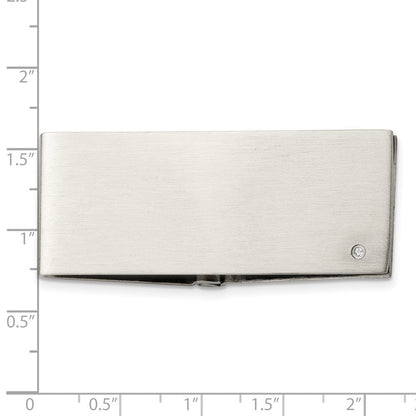 Edelstahl Chisel Gebürstet.03 Karat Diamant Klappbar Geldklammer