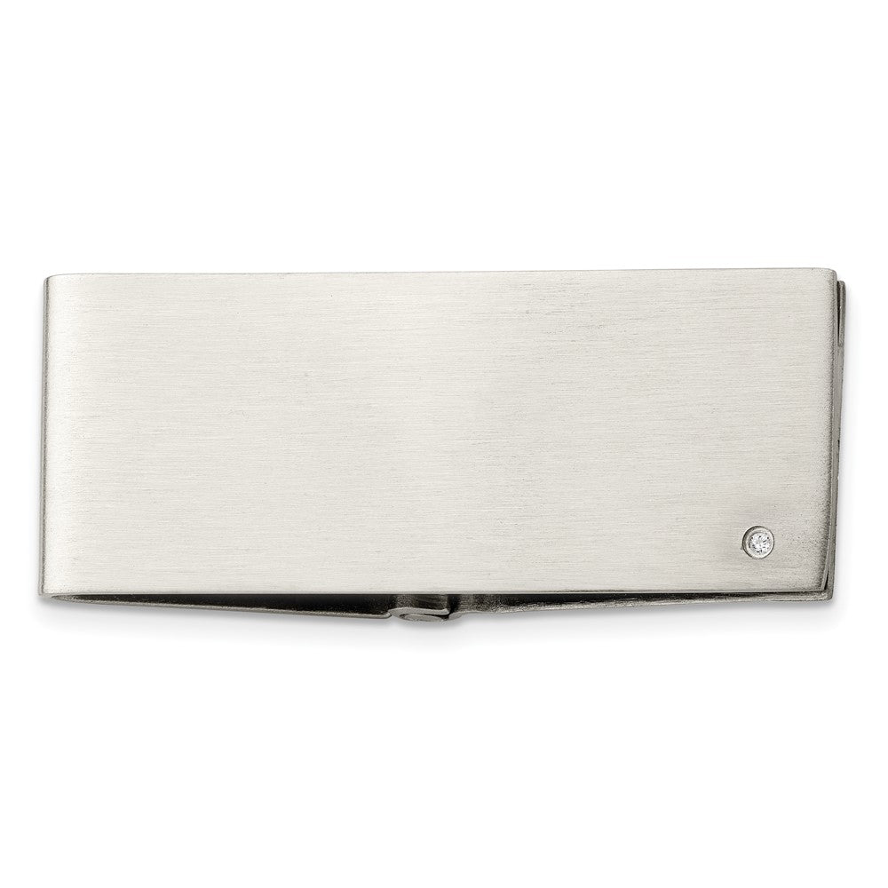 Edelstahl Chisel Gebürstet.03 Karat Diamant Klappbar Geldklammer
