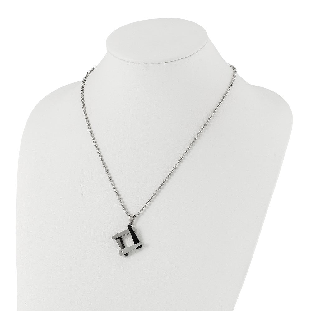 Edelstahl & Schwarz Ip-beschichtet Amour mit Zirkonia Halskette