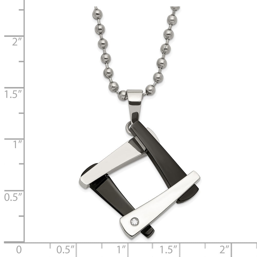 Edelstahl & Schwarz Ip-beschichtet Amour mit Zirkonia Halskette