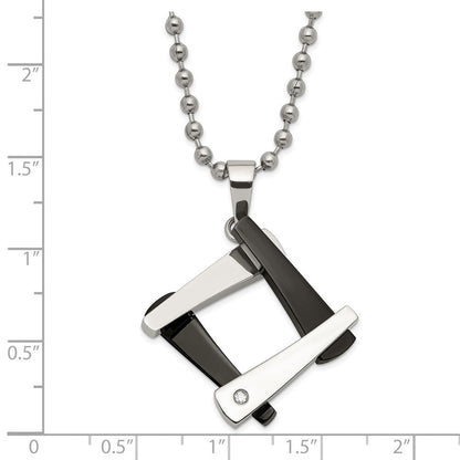 Edelstahl & Schwarz Ip-beschichtet Amour mit Zirkonia Halskette