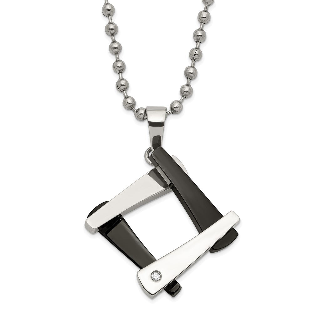 Edelstahl & Schwarz Ip-beschichtet Amour mit Zirkonia Halskette