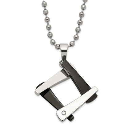 Edelstahl & Schwarz Ip-beschichtet Amour mit Zirkonia Halskette