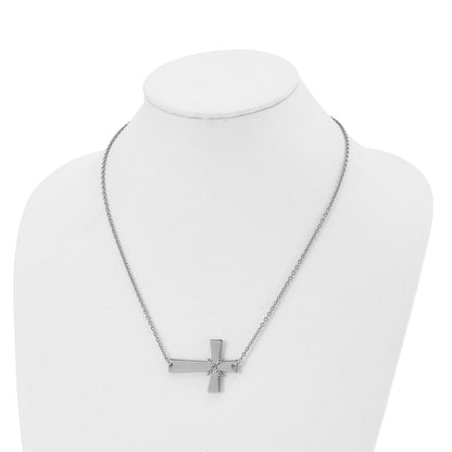 Edelstahl Chisel Poliert Seitlich Kreuz mit Kette auf A 21 Zoll Ankerkette Halskette