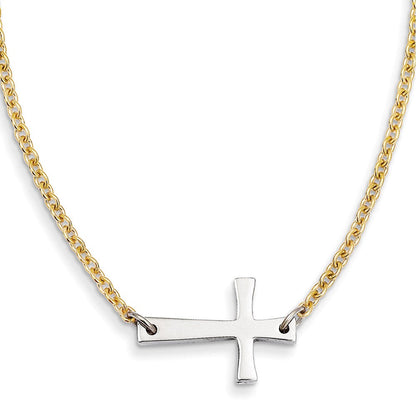 16.25 Zoll Edelstahl Gelb Ip-beschichtet Kette Seitlich Kreuz Neck