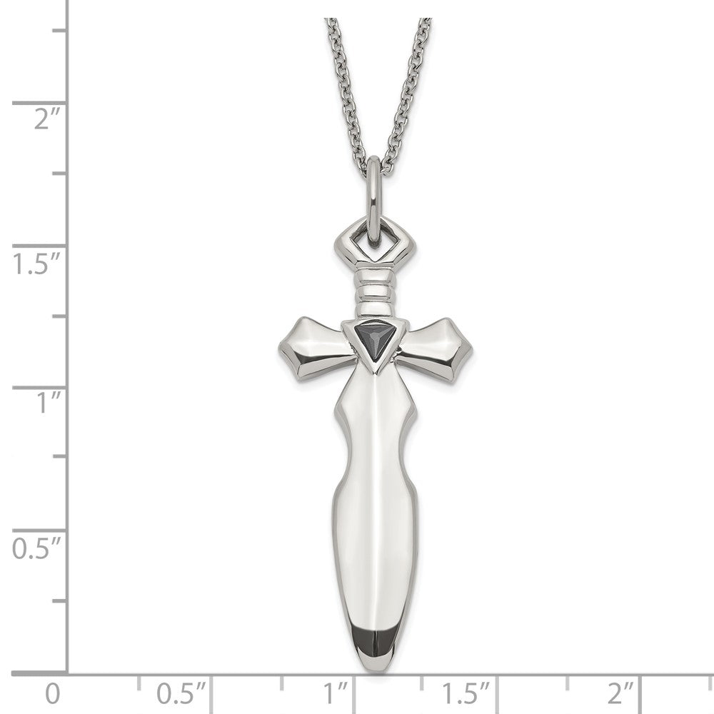 Edelstahl Schwarz Zirkonia Sword Halskette
