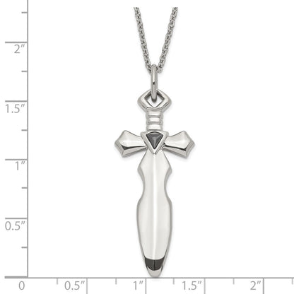 Edelstahl Schwarz Zirkonia Sword Halskette