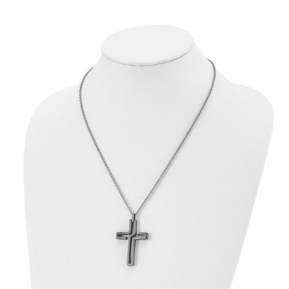 Edelstahl Chisel Gebürstet und Antikisiert Ausgeschnitten Design Kreuz Anhänger auf A 20 Zoll Ankerkette Halskette