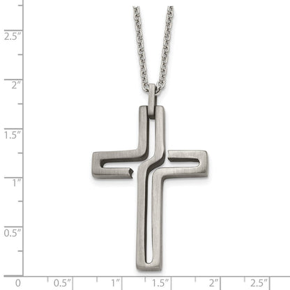 Edelstahl Chisel Gebürstet und Antikisiert Ausgeschnitten Design Kreuz Anhänger auf A 20 Zoll Ankerkette Halskette