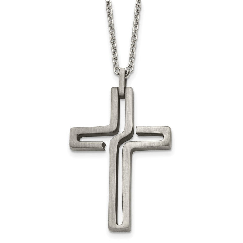 Edelstahl Chisel Gebürstet und Antikisiert Ausgeschnitten Design Kreuz Anhänger auf A 20 Zoll Ankerkette Halskette