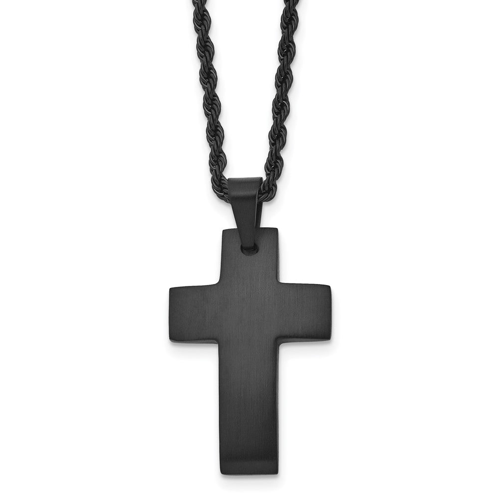 Edelstahl Chisel Gebürstet Schwarz Ip-beschichtet Kreuz Anhänger auf A 20 Zoll Kordel Halskette