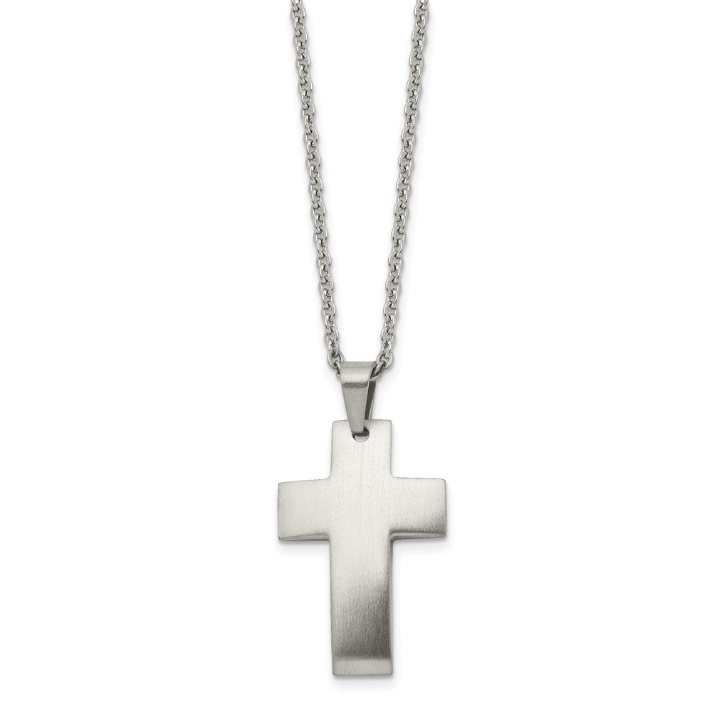 Edelstahl Chisel Gebürstet Kreuz Anhänger auf A 20 Zoll Ankerkette Halskette
