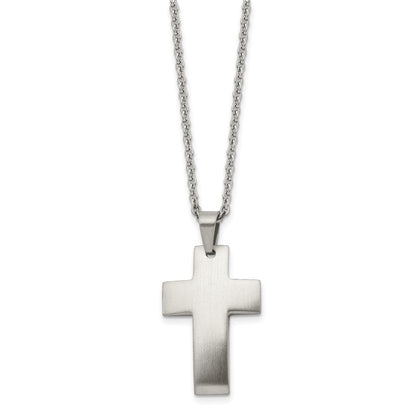 Edelstahl Chisel Gebürstet Kreuz Anhänger auf A 20 Zoll Ankerkette Halskette