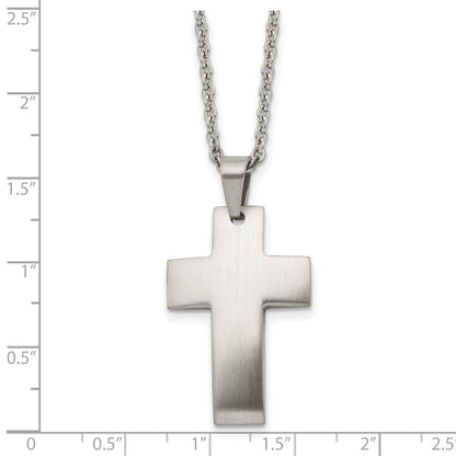 Edelstahl Chisel Gebürstet Kreuz Anhänger auf A 20 Zoll Ankerkette Halskette