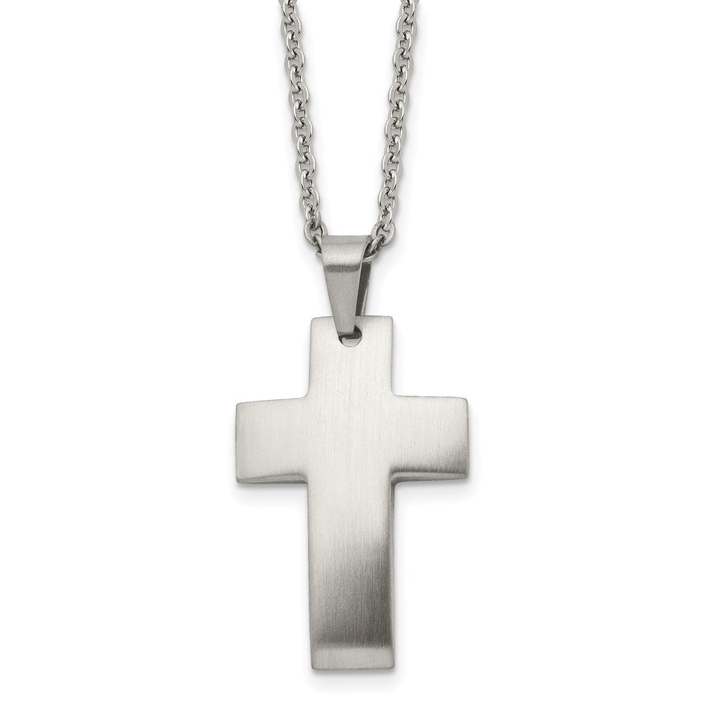 Edelstahl Chisel Gebürstet Kreuz Anhänger auf A 20 Zoll Ankerkette Halskette