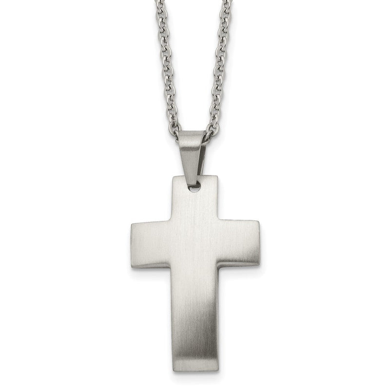 Edelstahl Chisel Gebürstet Kreuz Anhänger auf A 20 Zoll Ankerkette Halskette