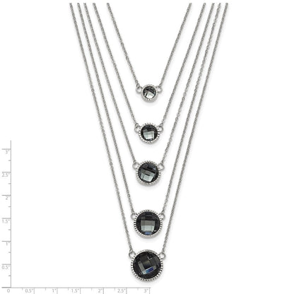 Edelstahl Poliert Multistrand Grau Glas mit 2 Zoll Verlängerung. Halskette