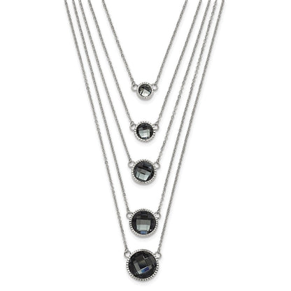 Edelstahl Poliert Multistrand Grau Glas mit 2 Zoll Verlängerung. Halskette