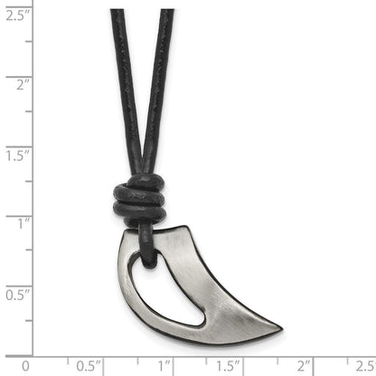 Edelstahl Chisel Gebürstet und Poliert Schwarz Ip-beschichtet Claw Anhänger auf A 20 Zoll Leder Kordel Halskette