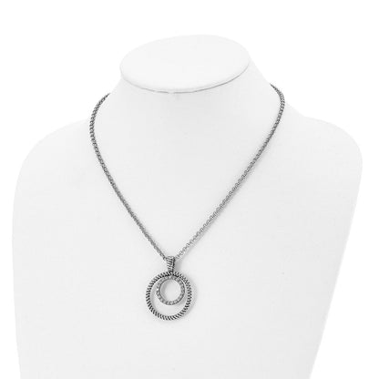 Edelstahl Antikisiert Poliert & Strukturiert mit Zirkonia Kreis 18 Zoll Halskette
