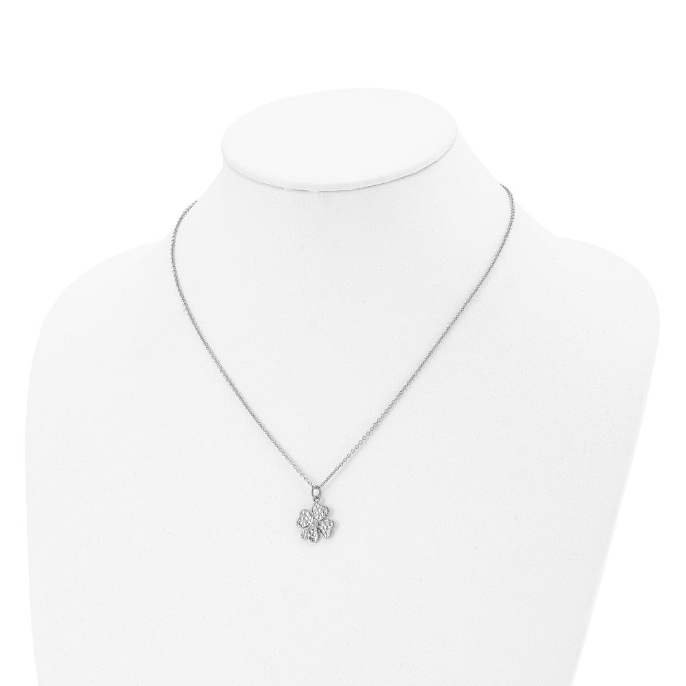 Edelstahl Poliert und Strukturiert mit Kristall Vier Blatt Klee Halskette