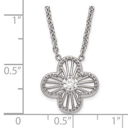 Edelstahl Poliert Zirkonia Blume Halskette