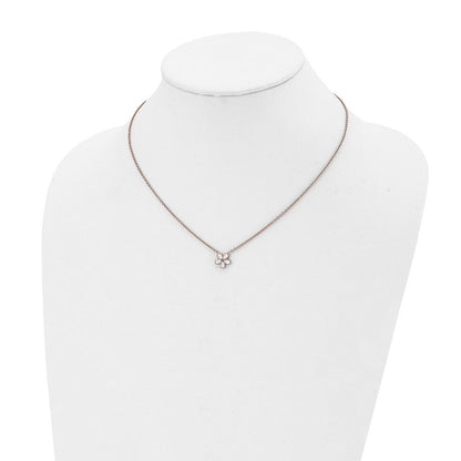 Edelstahl Poliert Rose Ip-beschichtet/enameled Blume mit Zirkonia Halskette