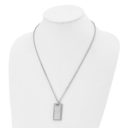 Edelstahl Chisel Gebürstet und Poliert Rechteck Erkennungsmarke auf A 22 Zoll Ankerkette Halskette