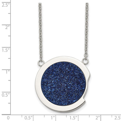 Edelstahl Poliert mit Blau Druzy Stein 17.75 Zoll Halskette