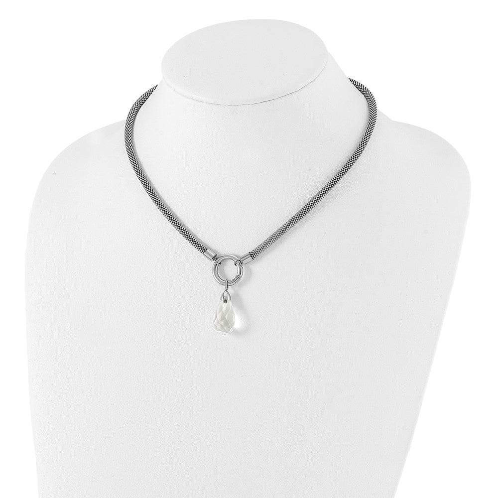 Edelstahl Poliert Interchangeable Glas Charm mit 2 Zoll Verlängerung Halskette